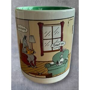 VTG 1998 The Far Side Gary Larson Mug Dumb Bunny Smart Ass Animal Farm Green